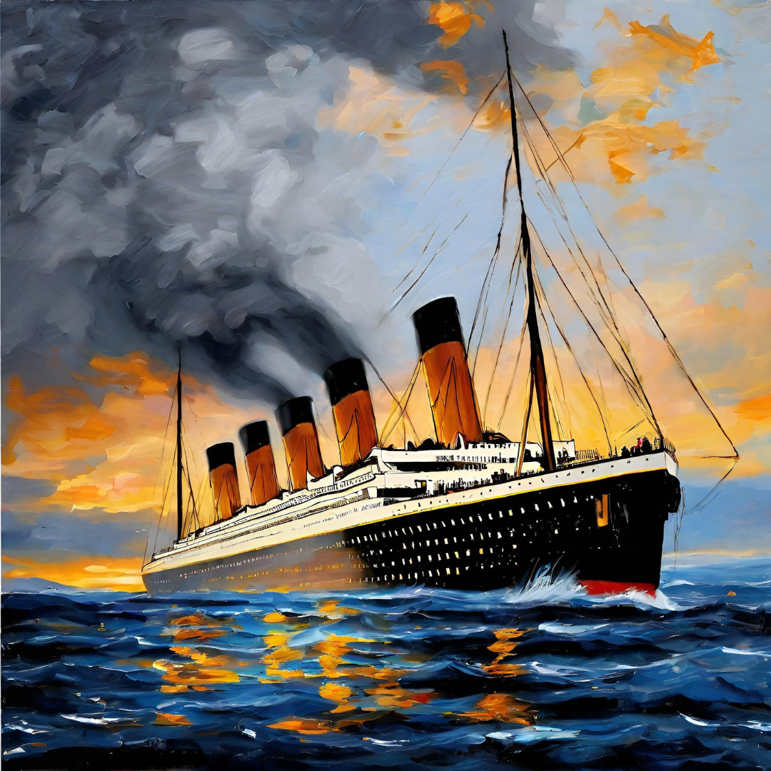 Imagen de una pintura del Titanic generada por una IA